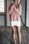 Asymmetric Neck  Asymmetric Hem  Plain Sweaters