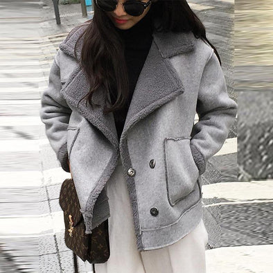 Lapel  Patch Pocket  Plain Coat