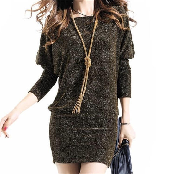 Simple O-Neck Bat Sleeve Bodycon Dress