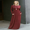 Long Sleeved Solid Color Evening Dress