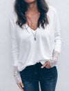 Fashion Lace Knitting Long Sleeves Sweater Tops