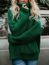 Thick Line Long Sleeve High Neck Pullover Knit Sweater