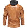 Velvet Warm Classic Detachable Hooded Leather Men's Jacket