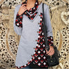 Plaids Patchwork Long Sleeve Button Asymmetrical Hem Sweatshirts