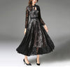 Bow Collar Lace Long-Sleeved Evening Dress