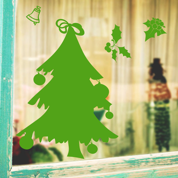 Green Christmas Tree Bell Wall Sticker