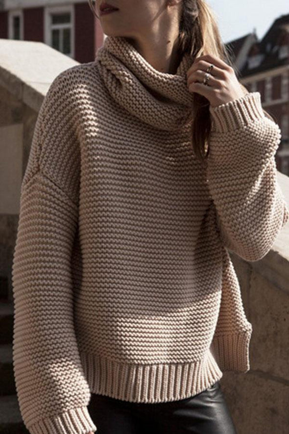 Cowl Neck  Side Vented  Plain Sweaters