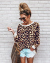 Fashion Leopard O-Neck Long-Sleeved Sweatshirt