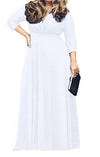 Seven-Quarter Sleeve V-Neck Evening Dress