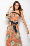 Bowknot Print Off Shoulder Long Bohemian Dresses