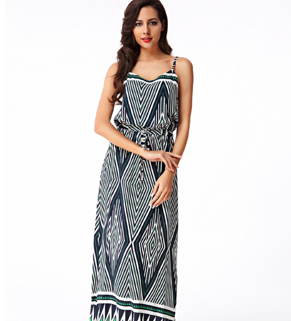 Check Patchwork Sleeveless Long Bohemian Dresses