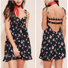 Cherry Print Halterneck Beach Vacation Dresses