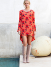 Asymmetry Print Long Sleeve Floral Dresses