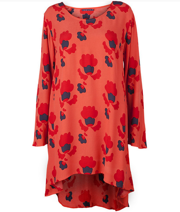 Asymmetry Print Long Sleeve Floral Dresses