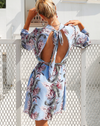 Bandage Halterneck Long Sleeve Floral Dresses