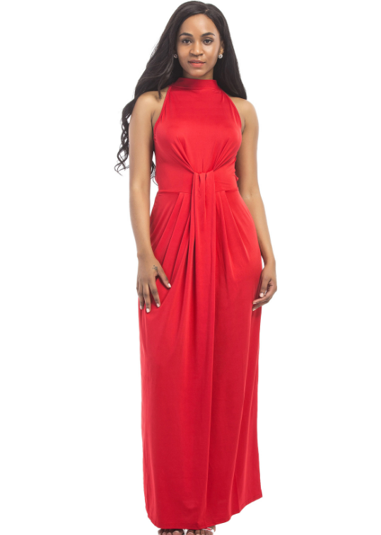 Bandage Solid Color Maxi Dresses