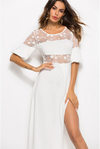 3/4 Sleeve Openwork Split Evening Dresses