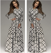 Check Print Long Sleeve Maxi Dresses