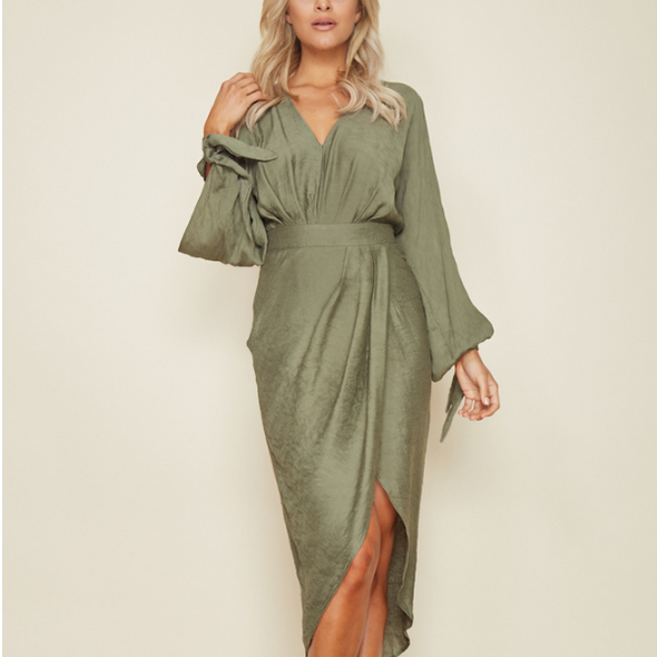 Bandage V Neck Long Sleeve Short Bohemian Dresses