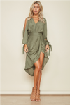 Bandage V Neck Long Sleeve Short Bohemian Dresses