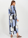 Geometric Pattern Long Sleeve V-Neck Maxi Dresses