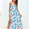 Backless Floral Strap Vacation Long Bohemian Dresses