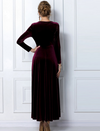 Elegant Long Sleeve V-Neck Velvet Maxi Dress