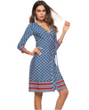 Check Print 3/4 Sleeve Beach Dresses