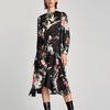 Bird Bowknot Print Long Sleeve Dresses