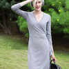 Bandage V Neck Long Sleeve Dresses