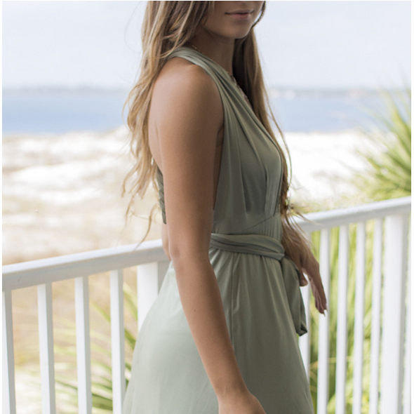 Bandage Solid Color V Neck Vacation Dresses