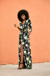 Bandage Floral V Neck Maxi Dresses