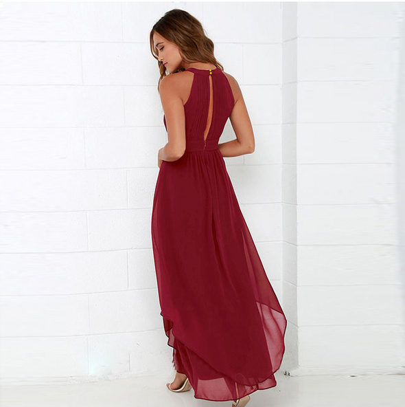 Back Split Solid Color Maxi Evening Dresses