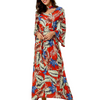 Bandage Print V Neck Long Sleeve Maxi Dresses