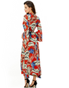 Bandage Print V Neck Long Sleeve Maxi Dresses