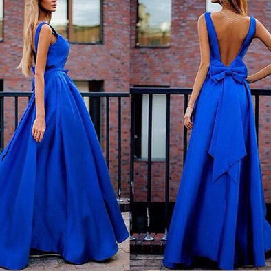 Sexy Bowknot Back Halterneck Evening Dress