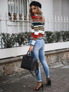 Bodycon Round-neck Stripes Sweater Tops