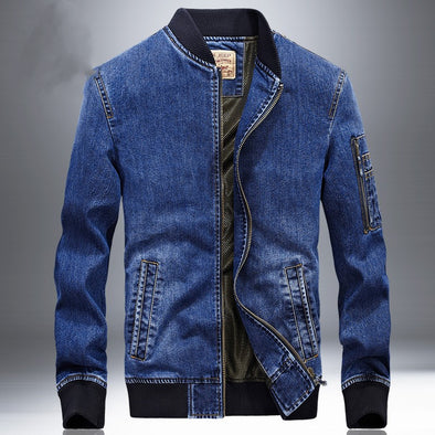 Stand Collar Casual Denim Men's Jacket