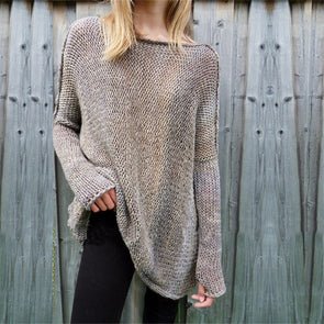 O-Neck Long-Sleeved Solid Color Sweater