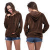 Fashion Solid Stitching Velvet Hoodies