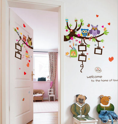 Owl Photo Frame Tree Decoration Wall Sticker