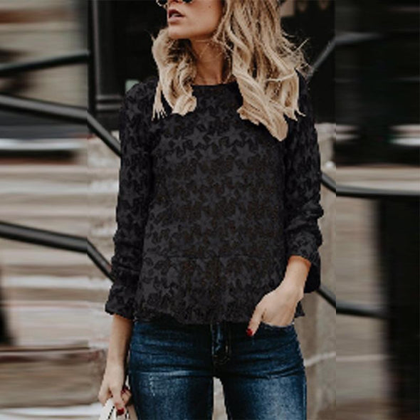 Crew Neck  Plain Casual  Blouses