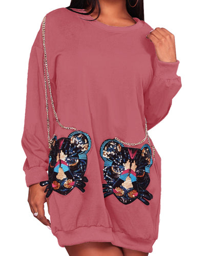 Long Sleeve O-Neck Print Sweatshirt