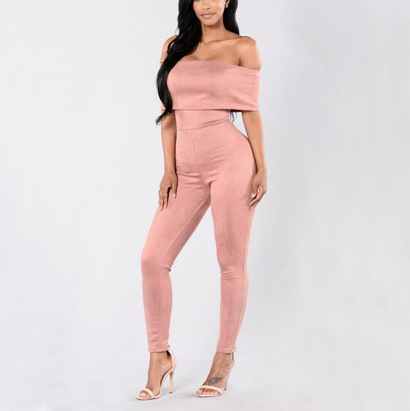 Cutaway Collar Elastic Slim Jumpsuit