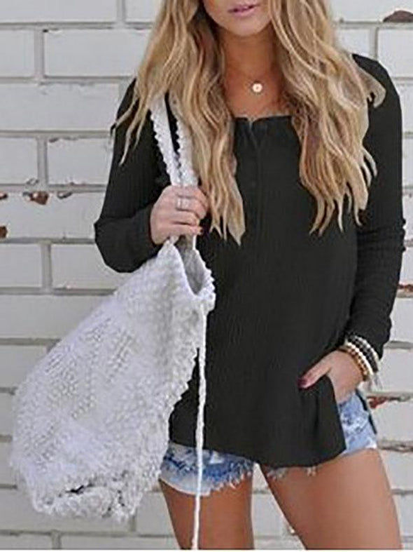 Casual Solid Color Knit Sweater