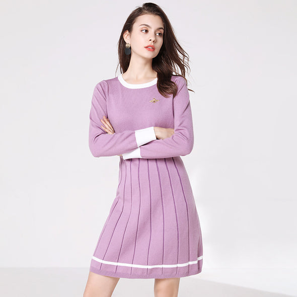 Women's O-Neck Knitted Dress