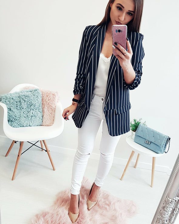 Long Sleeve Striped Blazer