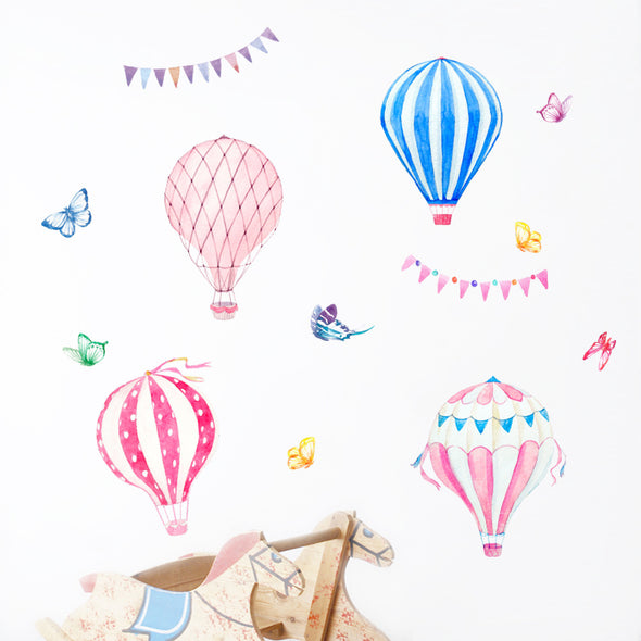 Cartoon Hot Air Balloon Wall Sticker