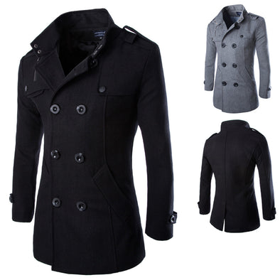 Fine Lapel Woolen Men's Coat