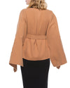 Fashion Solid Color V-Neck Belt Cardigan Coat